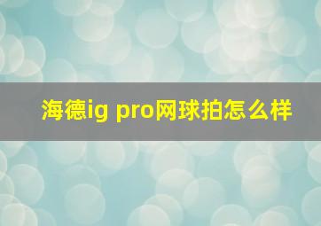 海德ig pro网球拍怎么样